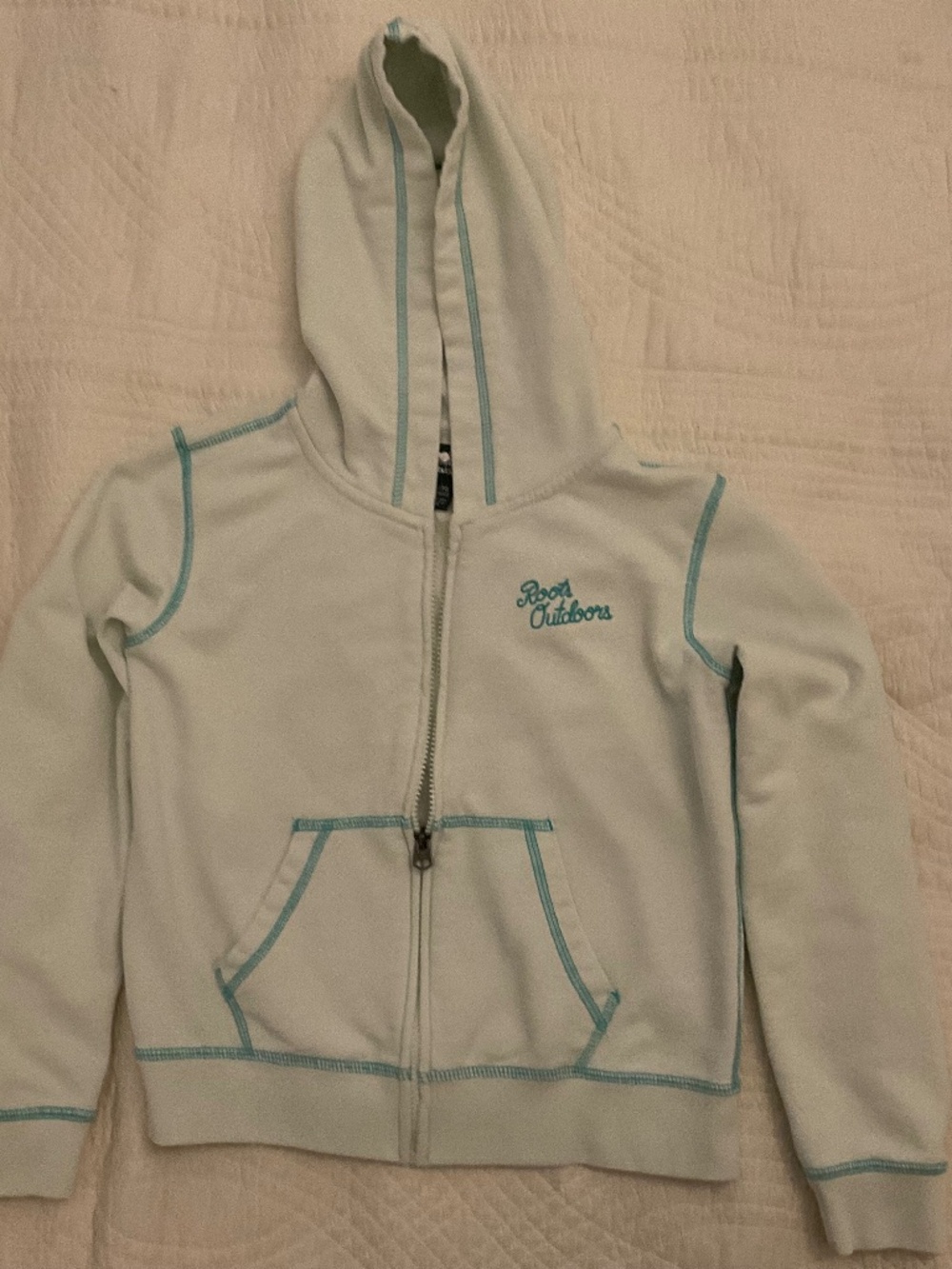 ROOTS Girls light green zip up hoodie size XL (11-12 yrs)
